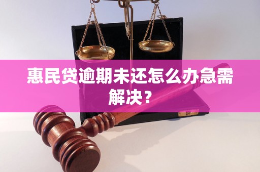 惠民贷逾期未还怎么办急需解决？