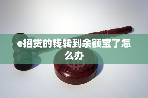 e招贷的钱转到余额宝了怎么办