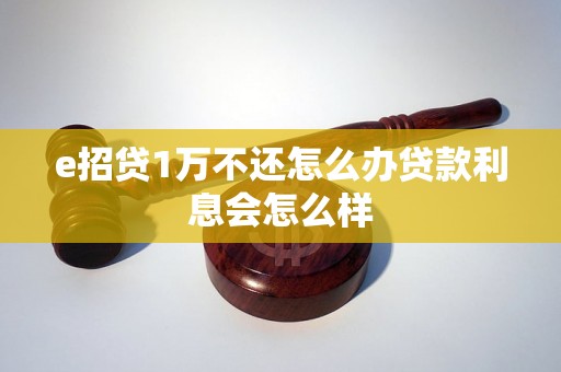 e招贷1万不还怎么办贷款利息会怎么样