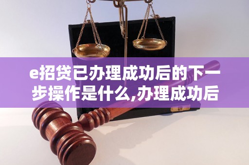 e招贷已办理成功后的下一步操作是什么,办理成功后的注意事项