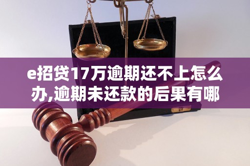 e招贷17万逾期还不上怎么办,逾期未还款的后果有哪些