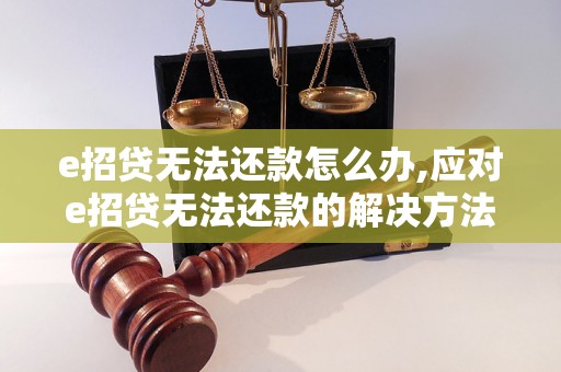 e招贷无法还款怎么办,应对e招贷无法还款的解决方法