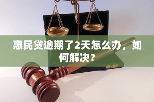 惠民贷逾期了2天怎么办，如何解决？