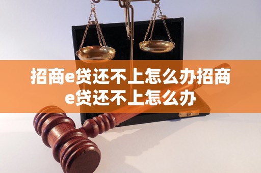 招商e贷还不上怎么办招商e贷还不上怎么办