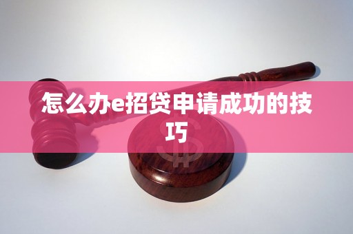 怎么办e招贷申请成功的技巧