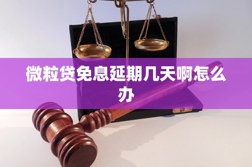 微粒贷免息延期几天啊怎么办