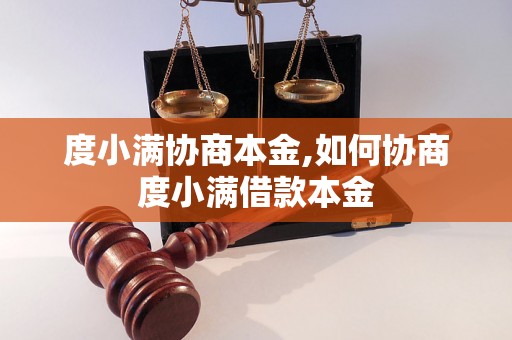 度小满协商本金,如何协商度小满借款本金