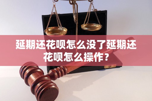 延期还花呗怎么没了延期还花呗怎么操作？