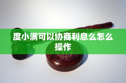 度小满可以协商利息么怎么操作