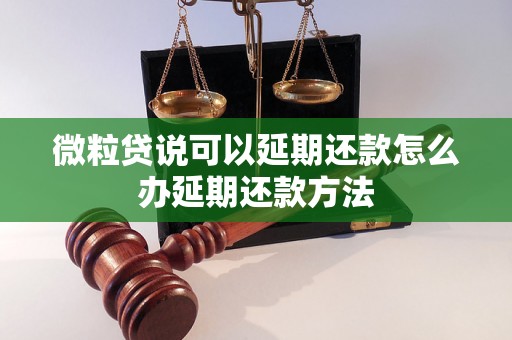 微粒贷说可以延期还款怎么办延期还款方法