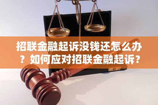 招联金融起诉没钱还怎么办？如何应对招联金融起诉？