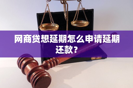 网商贷想延期怎么申请延期还款？