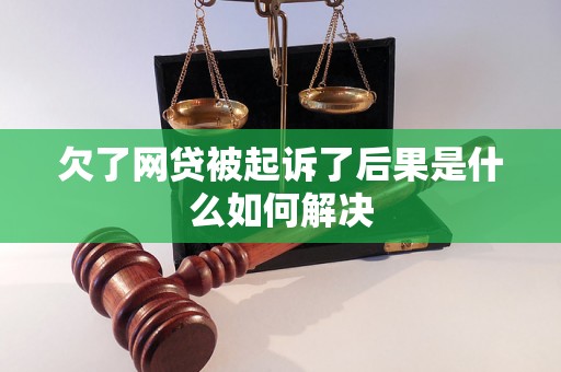 欠了网贷被起诉了后果是什么如何解决