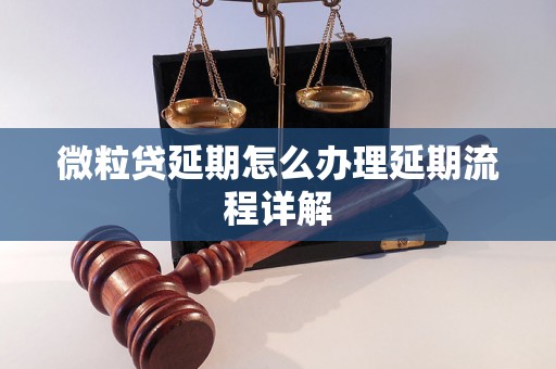 微粒贷延期怎么办理延期流程详解