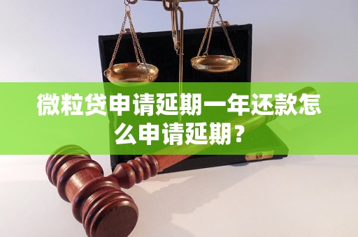 微粒贷申请延期一年还款怎么申请延期？