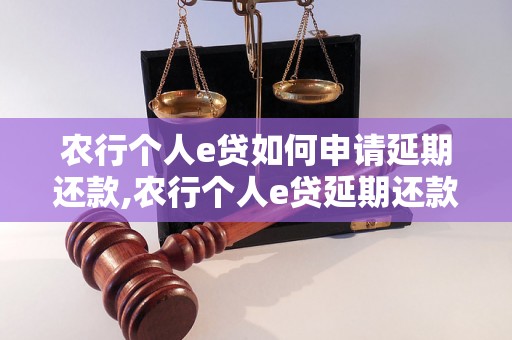 农行个人e贷如何申请延期还款,农行个人e贷延期还款步骤详解