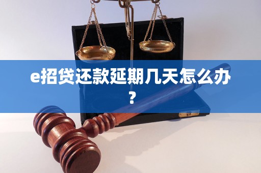 e招贷还款延期几天怎么办？