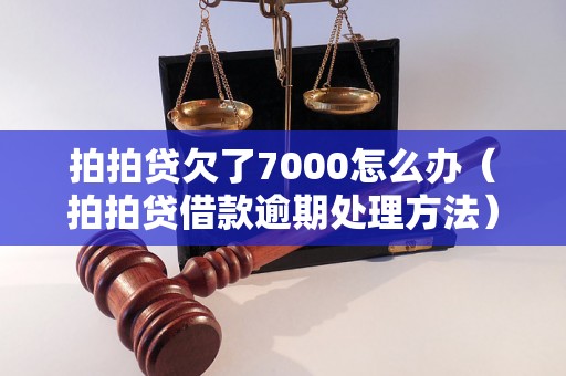 拍拍贷欠了7000怎么办（拍拍贷借款逾期处理方法）