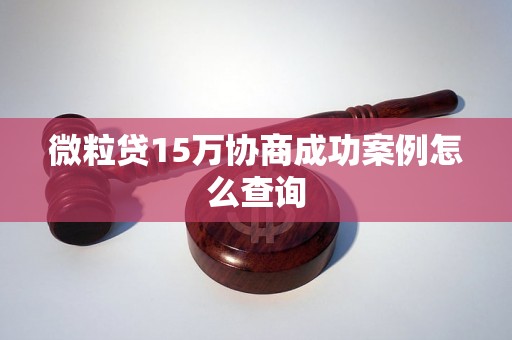 微粒贷15万协商成功案例怎么查询