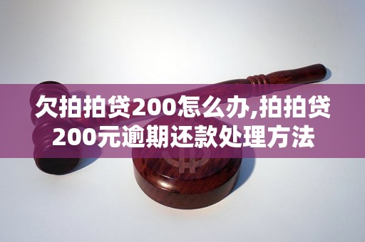 欠拍拍贷200怎么办,拍拍贷200元逾期还款处理方法