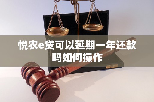 悦农e贷可以延期一年还款吗如何操作