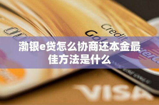 渤银e贷怎么协商还本金最佳方法是什么