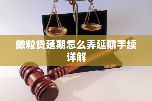 微粒贷延期怎么弄延期手续详解