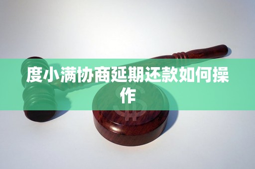 度小满协商延期还款如何操作