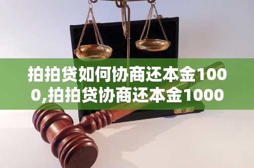 拍拍贷如何协商还本金1000,拍拍贷协商还本金1000有什么要求