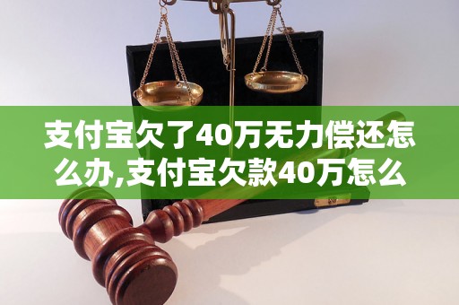 支付宝欠了40万无力偿还怎么办,支付宝欠款40万怎么处理