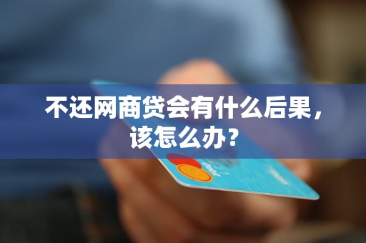 不还网商贷会有什么后果，该怎么办？