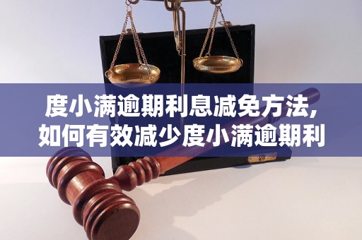 度小满逾期利息减免方法,如何有效减少度小满逾期利息