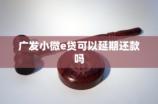 广发小微e贷可以延期还款吗