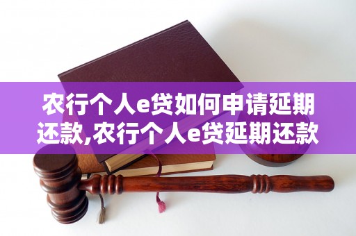 农行个人e贷如何申请延期还款,农行个人e贷延期还款步骤详解