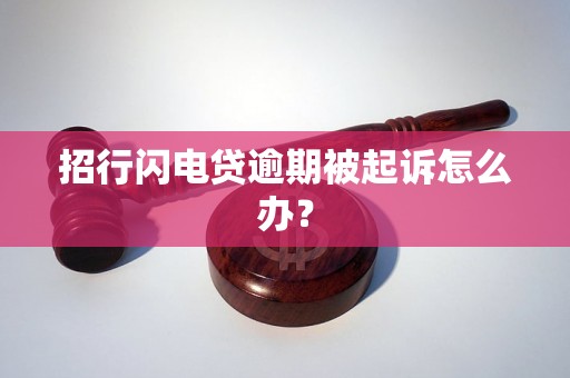 招行闪电贷逾期被起诉怎么办？