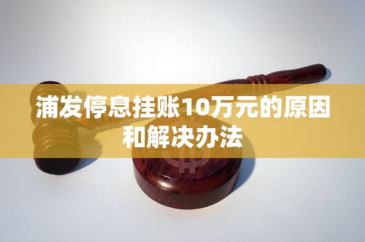 浦发停息挂账10万元的原因和解决办法