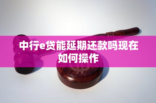 中行e贷能延期还款吗现在如何操作