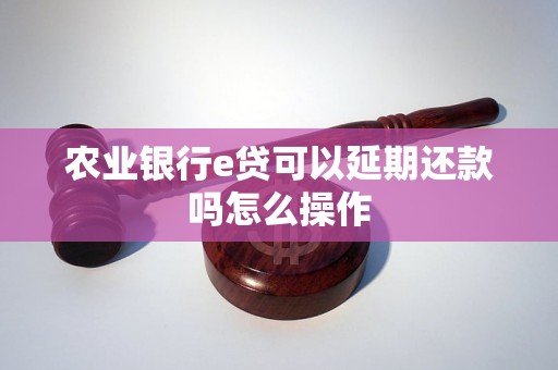 农业银行e贷可以延期还款吗怎么操作