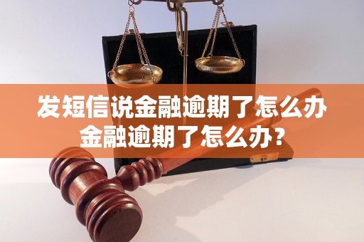 发短信说金融逾期了怎么办金融逾期了怎么办？