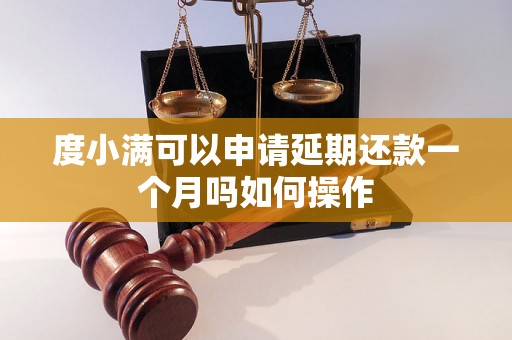 度小满可以申请延期还款一个月吗如何操作