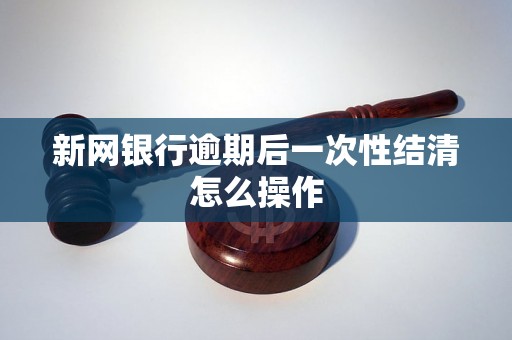 新网银行逾期后一次性结清怎么操作