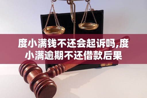 度小满钱不还会起诉吗,度小满逾期不还借款后果