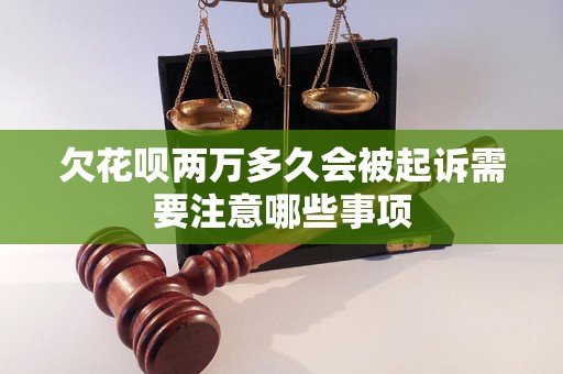 欠花呗两万多久会被起诉需要注意哪些事项