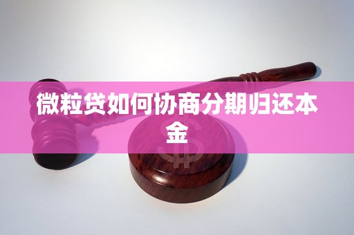 微粒贷如何协商分期归还本金