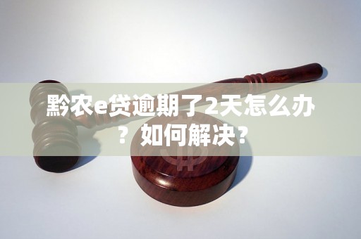 黔农e贷逾期了2天怎么办？如何解决？