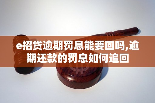 e招贷逾期罚息能要回吗,逾期还款的罚息如何追回