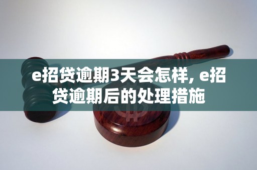 e招贷逾期3天会怎样, e招贷逾期后的处理措施