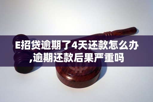 E招贷逾期了4天还款怎么办,逾期还款后果严重吗