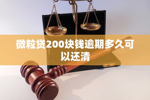 微粒贷200块钱逾期多久可以还清