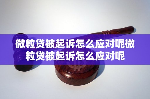 微粒贷被起诉怎么应对呢微粒贷被起诉怎么应对呢